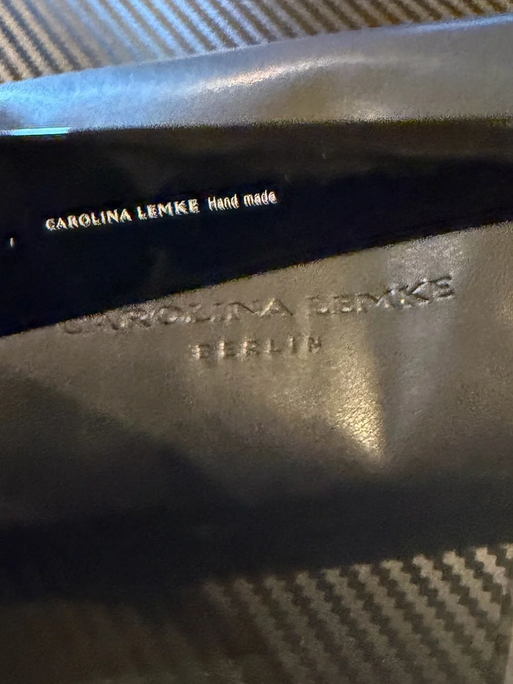 Carolina Lemke Berlin Coco black Oversized Square Sunglasses faux leather case